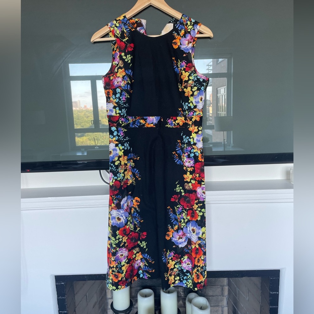 Archive Shift Dress in Black with Floral Frame